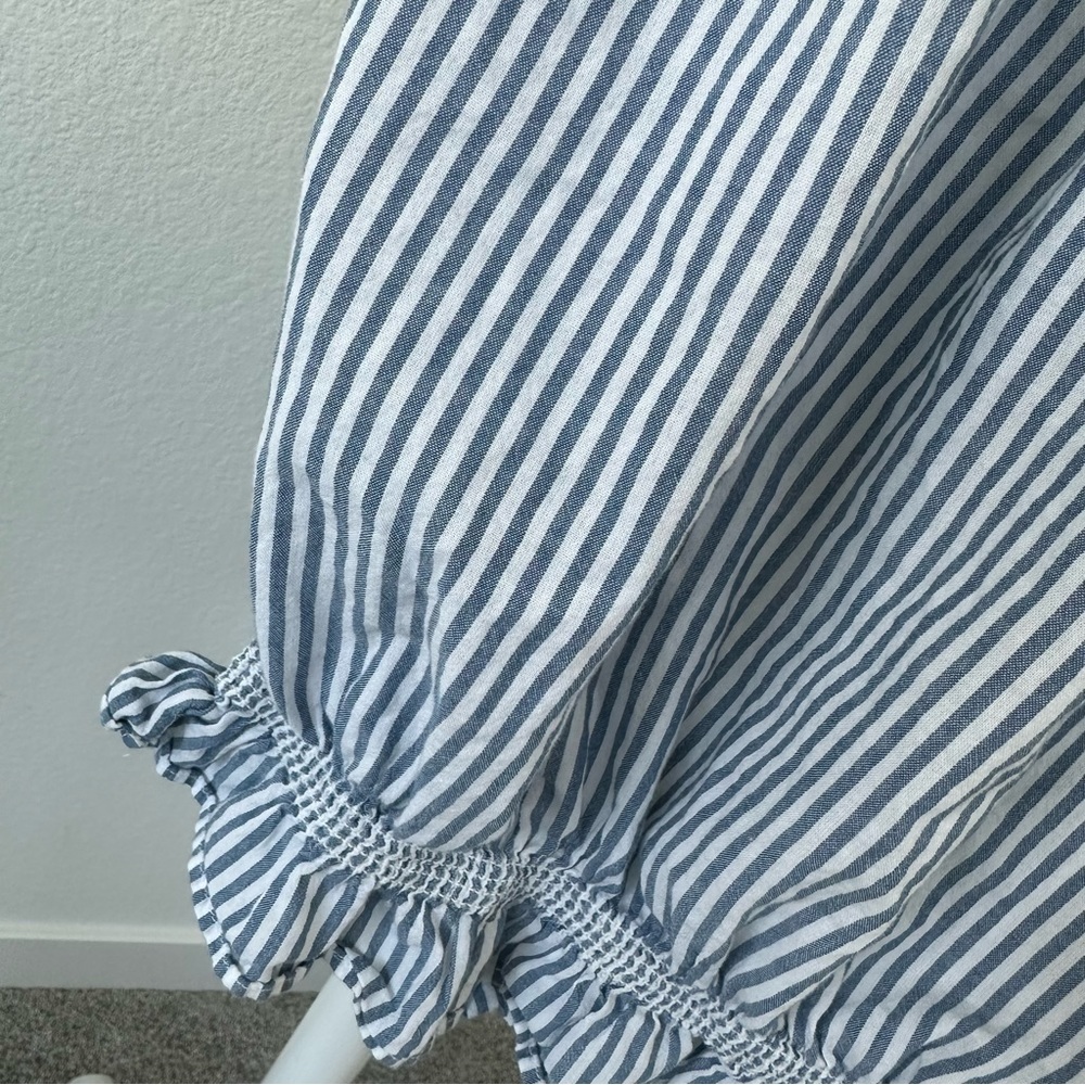 FOREVER 21 blue and white striped ruffle top - Picture 4 of 8